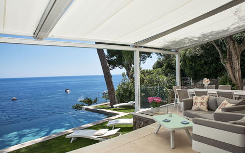 Villa Ieranto 6: Outdoor Furniture, Furniture, Resort, Chair, Shade, Coast, Leisure, Eco Hotel, Balcony, Swimming Pool