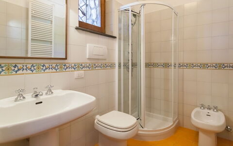Villa Polluce: Flooring, Floor, Plumbing Fixture, Interior Design, Bathroom, Sink, Tap, Plumbing, Bathroom Sink, Tile