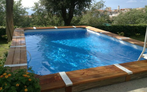 Villa Torre del Sole: Swimming Pool, Composite Material, Leisure, Wood Stain, Backyard, Hardwood, Water Feature
