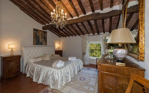 Villa Vorno: Furniture, Bed, Bedroom, Wall, Bedding, Bed Sheet, Interior Design, Linens, Home, Bed Frame
