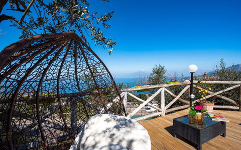 Villa Pandora: Outdoor Furniture, Outdoor Table, Chair, Deck, Resort, Eco Hotel, Ridge, Balcony, Winter, Umbrella