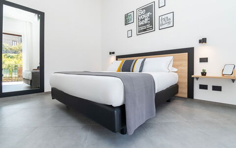 Apartment Vittoria: Interior Design, Apartment, Bed Frame, Bed, Hotel, Bedroom, Picture Frame, Lamp, Bedding