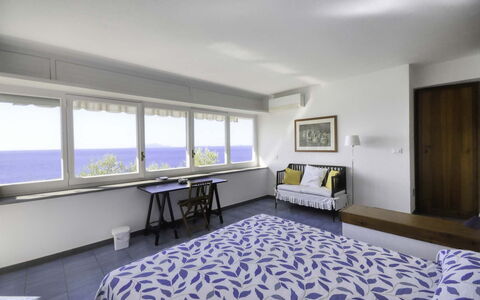 Casa Lubrense: Furniture, Interior Design, Bedroom, Bed, Wood, Floor, Flooring, Bed Sheet, Room, Bedding