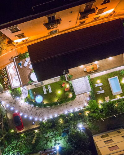 Suite Agave: Night, Garden, Swimming Pool, Landscape Lighting, Landscaping, Resort, Backyard, Courtyard, Yard, Bird'S-Eye View