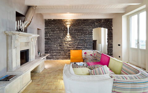 Villa Magical Tower: Furniture, Interior Design, Flooring, Wall, Floor, Couch, Wood, Ceiling, Living Room, Room