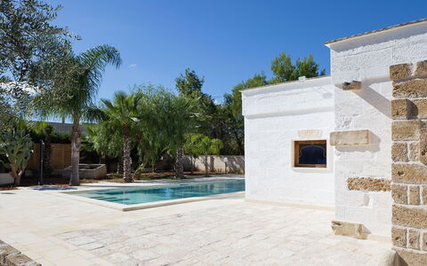 Villa Salentina: Swimming Pool, Composite Material, Tile, Shade, Flagstone, Concrete, Water Feature, Estate, Design