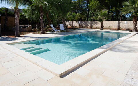 Villa Salentina: Swimming Pool, Flooring, Floor, Composite Material, Tile, Resort, Concrete, Shade, Water Feature, Flagstone