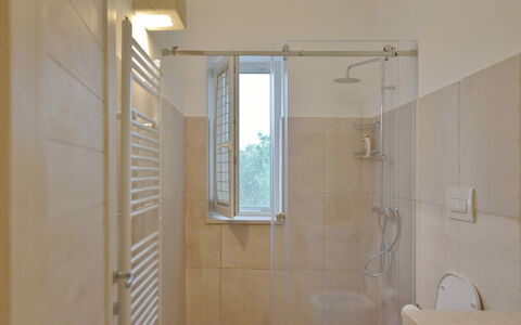 Masseria Ostuni: Wall, Plumbing Fixture, Flooring, Floor, Bathroom, Interior Design, Plumbing, Lighting, Shower Head, Shower
