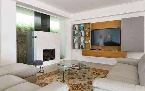Villa Bel Prato: Furniture, Interior Design, Wall, Flooring, Couch, Living Room, Television, Floor, Wood, Room