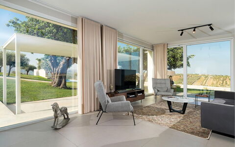 Green Hill: Flooring, Furniture, Interior Design, Floor, Home, Chair, Ceiling, Living Room, Shade, Apartment