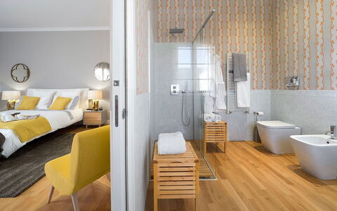 La Terrazza: Flooring, Interior Design, Floor, Furniture, Plumbing Fixture, Room, Bathroom, Sink, Plumbing, Tile