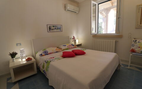 Villa Patrizia Otranto: Deluxe Countryside Retreat: Furniture, Bed, Wall, Bedroom, Interior Design, Floor, Flooring, Bed Sheet, Wood, Bedding
