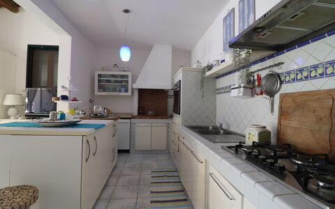 Villa Patrizia Otranto: Deluxe Countryside Retreat: Kitchen, Countertop, Kitchen Appliance, Flooring, Interior Design, Major Appliance, Furniture, Kitchen Sink, Cabinetry, Floor