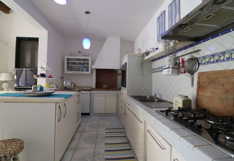 Villa Patrizia Otranto: Deluxe Countryside Retreat: Kitchen, Countertop, Kitchen Appliance, Flooring, Interior Design, Major Appliance, Furniture, Kitchen Sink, Cabinetry, Floor