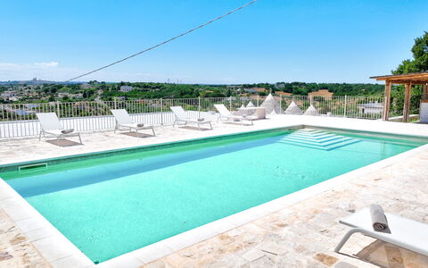 Trullo Miravista Valle D'Itria: Blue, Swimming Pool, Composite Material, Resort, Outdoor Furniture, Sunlounger, Eco Hotel, Estate, Resort Town, Thermae