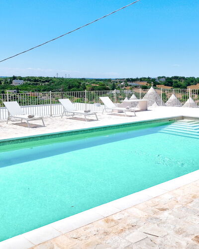 Trullo Miravista Valle D'Itria: Blue, Swimming Pool, Composite Material, Resort, Outdoor Furniture, Sunlounger, Eco Hotel, Estate, Resort Town, Thermae