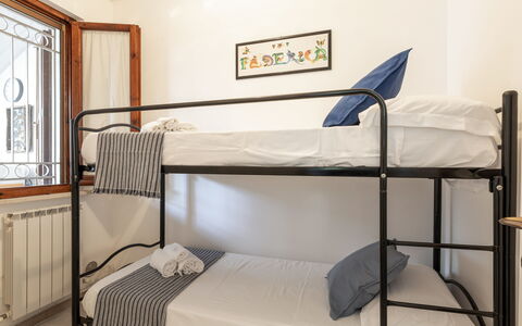 Veranda sul Conero: Bedroom, Bed, Furniture, Bedding, Bed Sheet, Interior Design, Bed Frame, Floor, Linens, Bunk Bed