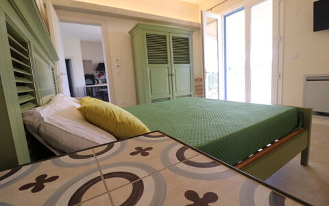 Elegante Villa Casale 50: Furniture, Bed, Bedroom, Interior Design, Floor, Flooring, Wood, Bed Sheet, Bedding, Room