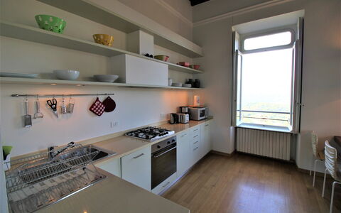 Bellavista Dimora Storica Vista Lago: Interior Design, Kitchen, Furniture, Flooring, Countertop, Ceiling, Lighting, Floor, Kitchen Appliance, Cabinetry