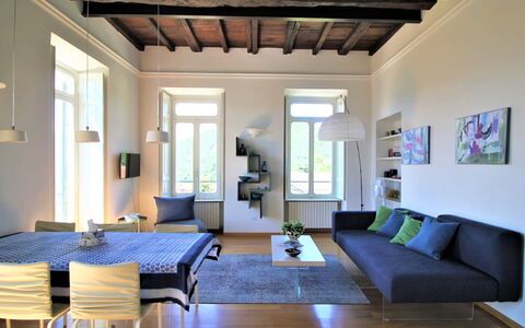 Bellavista Dimora Storica Vista Lago: Furniture, Interior Design, Flooring, Floor, Wall, Wood, Ceiling, Room, Living Room, Lighting