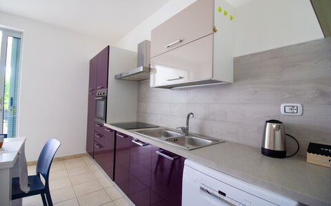Villa i Gabbiani Otranto: Kitchen, Countertop, Kitchen Appliance, Major Appliance, Flooring, Interior Design, Cabinetry, Sink, Furniture, Kitchen Sink
