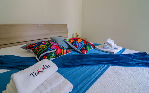 Elaia'S House Cannole: Furniture, Flooring, Floor, Interior Design, Wood, Bedroom, Linens, Bed, Textile, Bed Sheet