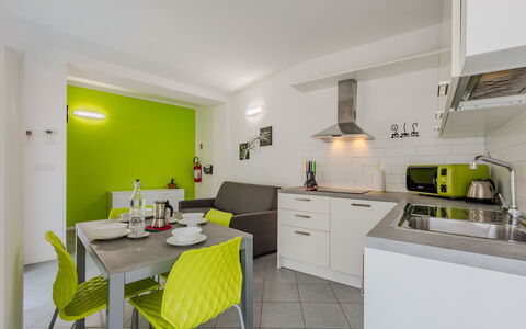 Antica Corte: Interior Design, Kitchen, Floor, Ceiling, Room, Countertop, Apartment, Sink, Major Appliance, Chair