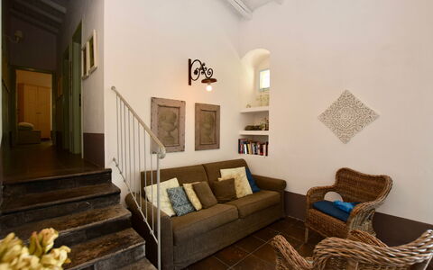 Villa Fontanazza: Furniture, Interior Design, Flooring, Wall, Floor, Wood, Ceiling, Couch, Room, Lighting