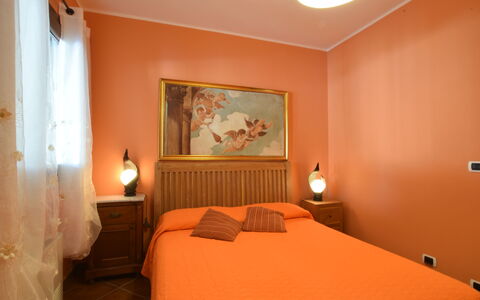 Villa Ina: Furniture, Bed, Bedroom, Interior Design, Wall, Bed Sheet, Bedding, Wood, Linens, Room