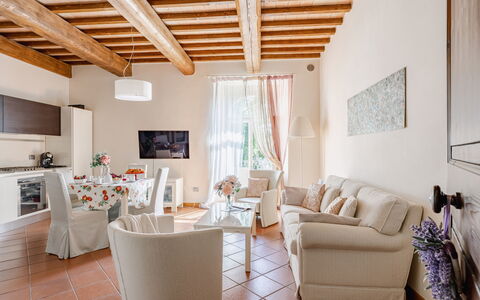 Serafini Holiday Home: Furniture, Interior Design, Flooring, Table, Chair, Home, Floor, Room, Living Room, Couch
