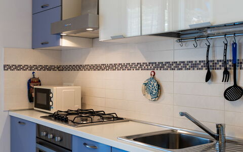 Geranio: Kitchen, Major Appliance, Kitchen Appliance, Kitchen Stove, Countertop, Stove, Gas Stove, Flooring, Cabinetry, Cooktop