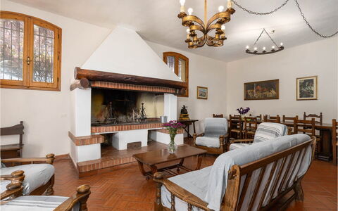 Il Leccio, Vinci, Private Pool and Tennis: Furniture, Interior Design, Flooring, Wood, Ceiling, Room, Floor, Living Room, Table, Lighting