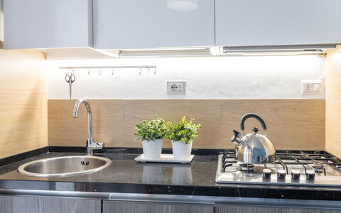 Casa di Lilia: Kitchen, Kitchen Appliance, Countertop, Interior Design, Major Appliance, Cabinetry, Kitchen Stove, Home Appliance, Plumbing Fixture, Kitchen Sink