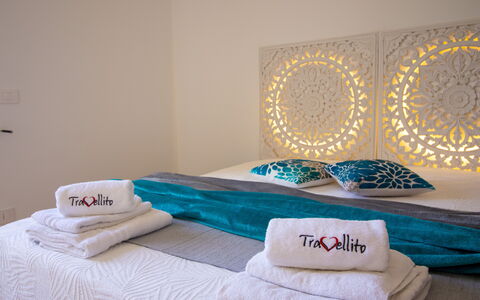 Sweet Dreams Home in Otranto: Furniture, Interior Design, Bedroom, Bed, Floor, Bedding, Textile, Bed Sheet, Room, Flooring