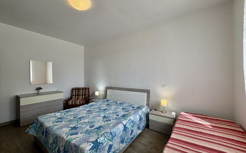 Villa Marzia: Furniture, Bed, Interior Design, Floor, Bedroom, Flooring, Bed Sheet, Wood, Bedding, Ceiling