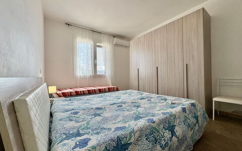 Villa Marzia: Bed, Furniture, Interior Design, Bedroom, Floor, Flooring, Wall, Bedding, Bed Sheet, Wood