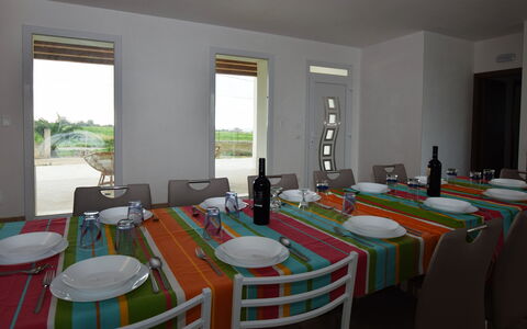 Villa Marzia: Furniture, Table, Chair, Wood, Interior Design, Flooring, Kitchen & Dining Room Table, Dining Room, Lighting, Floor