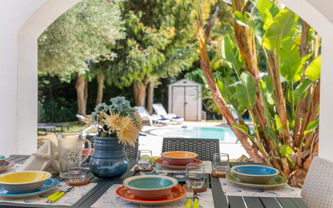 Villa Margherita: Furniture, Tableware, Table, Chair, Serveware, Dishware, Kitchen & Dining Room Table, Interior Design, Plate, Dining Room