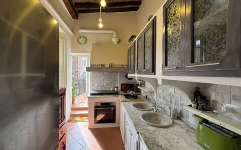 Alla Torre: Kitchen, Interior Design, Countertop, Furniture, Flooring, Kitchen Appliance, Major Appliance, Wood, Ceiling, Floor