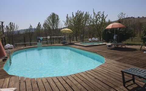 Casale dei Ciliegi: Swimming Pool, Furniture, Outdoor Furniture, Composite Material, Resort, Chair, Deck, Leisure, Eco Hotel, Shade