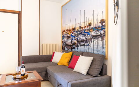 Corte Marina Apartment: Furniture, Interior Design, Flooring, Floor, Wood, Couch, Room, Living Room, Lighting, Apartment