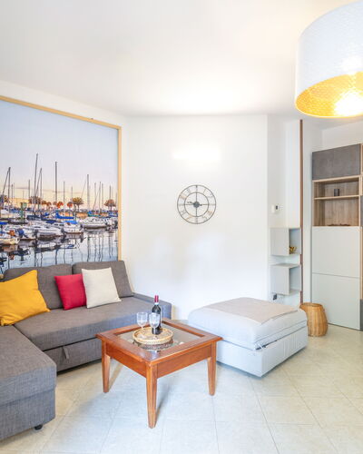 Corte Marina Apartment: Interior Design, Furniture, Flooring, Floor, Couch, Room, Living Room, Ceiling, Lighting, Apartment