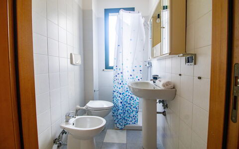 Nicoletta'S House in Otranto: Flooring, Interior Design, Floor, Plumbing Fixture, Room, Bathroom, Plumbing, Bathroom Sink, Sink, Tile