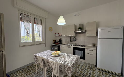 Villa Sole Mare: Furniture, Flooring, Interior Design, Floor, Wood, Major Appliance, Kitchen Appliance, Kitchen, Room, Lighting