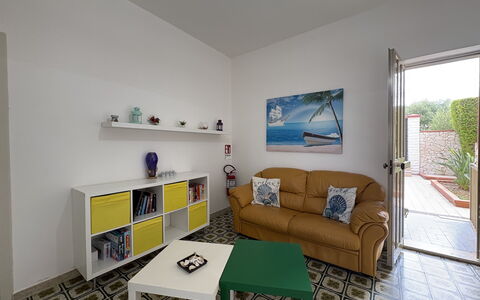 Villa Sole Mare: Furniture, Interior Design, Flooring, Floor, Wall, Wood, Room, Ceiling, Couch, Living Room