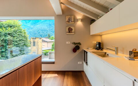 Zani: Interior Design, Flooring, Kitchen, Wood, Ceiling, Countertop, Floor, Room, Home, Kitchen Appliance