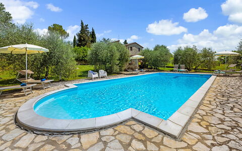 San Sano Retreat, Chianti Vineyard Views & Diving: Blue, Swimming Pool, Composite Material, Resort, Garden, Eco Hotel, Backyard, Shade, Flagstone, Hacienda