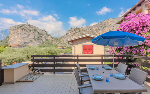 Edera: Furniture, Apartment, Outdoor Furniture, Mountain Range, Outdoor Table, Chair, Balcony, Shade, Kitchen & Dining Room Table, Coffee Table