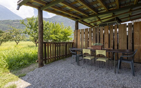 Isola Verde Garden Home: Mountain Range, Shade, Garden, Porch, Valley, Hardwood, Ridge, Wood Stain, Landscaping, Backyard