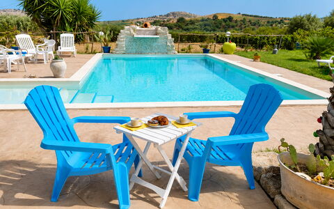 Villa Emme: Blue, Furniture, Outdoor Furniture, Chair, Resort, Swimming Pool, Eco Hotel, Outdoor Table, Sunlounger, Umbrella